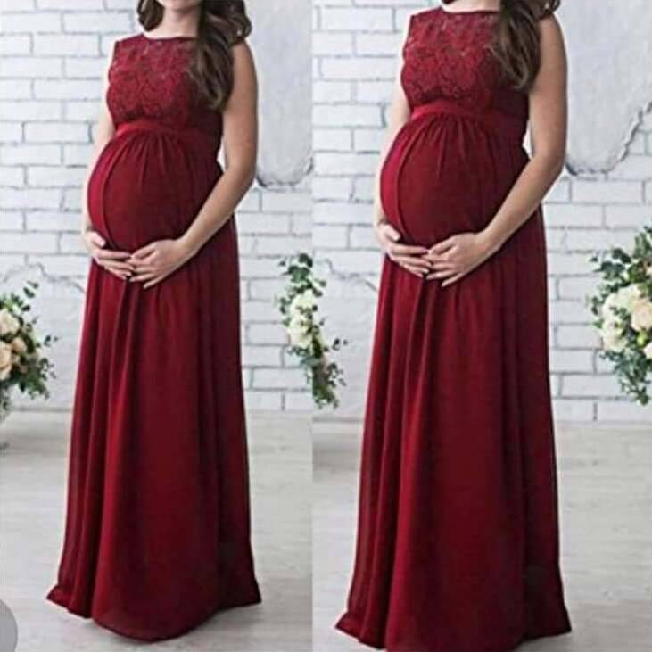 C'est une longue robe de grossesse, sans manche, couleur : vin rouge, je la possède en 2 tailles en XL et en XXL.Je ne me rappelle plus sur quel site je l'ai achetées