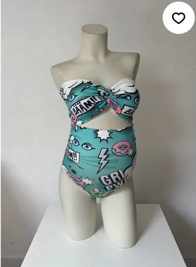 Ensemble imprimé grl pwr - bandeau et culotte haute verte - Taille unique du 36 au 40