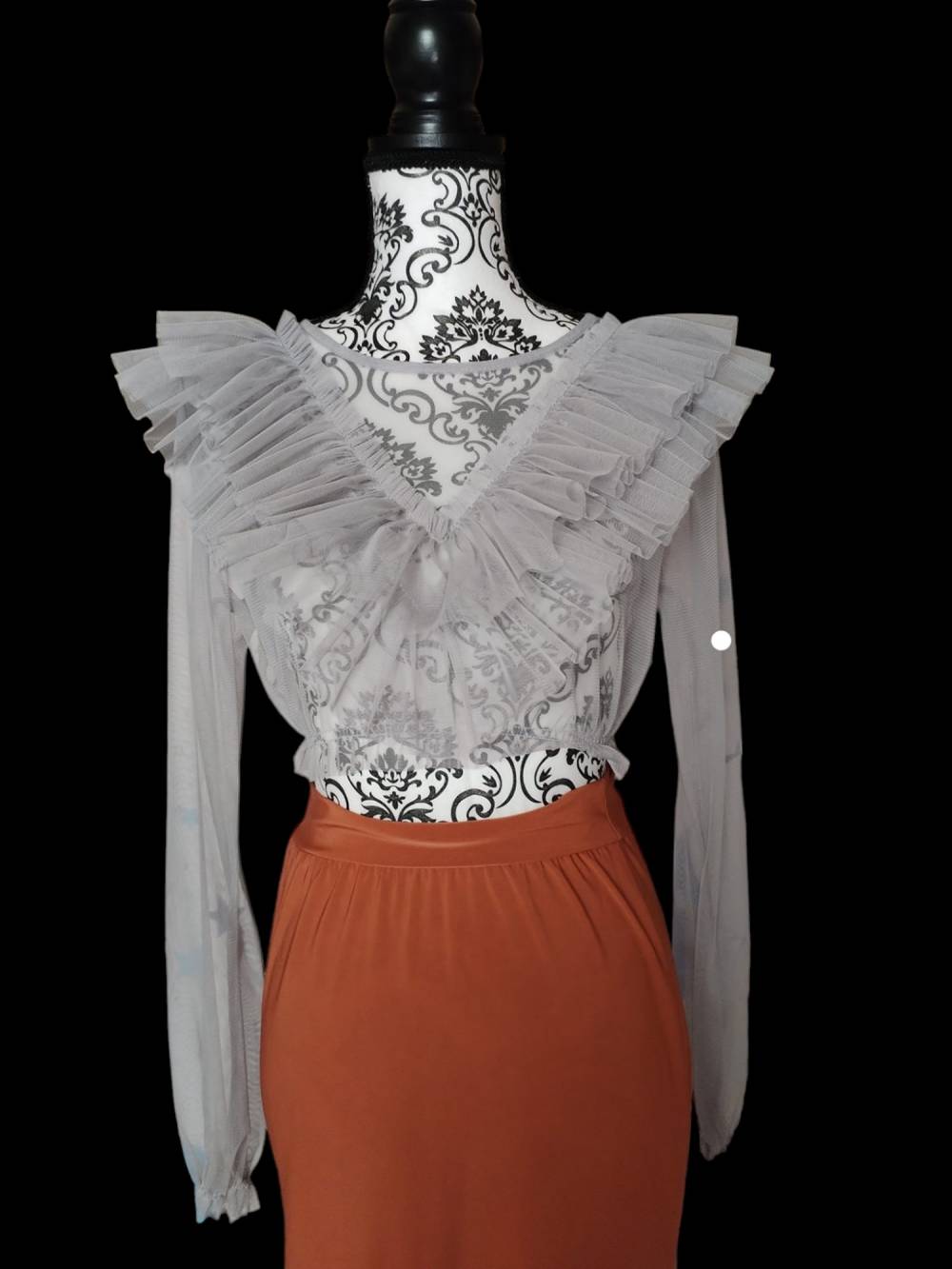 Haut transparent à manche longue gris - taille S/M